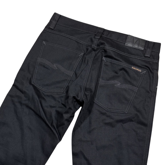 Nudie Slim Jim Organic Dry Black Cotton Slim Fit Bootcut Jeans Mens 34 - Picture 5 of 11